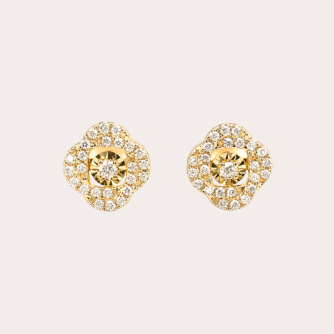 Aurora Cushion Dancing Stud Earrings - Gold