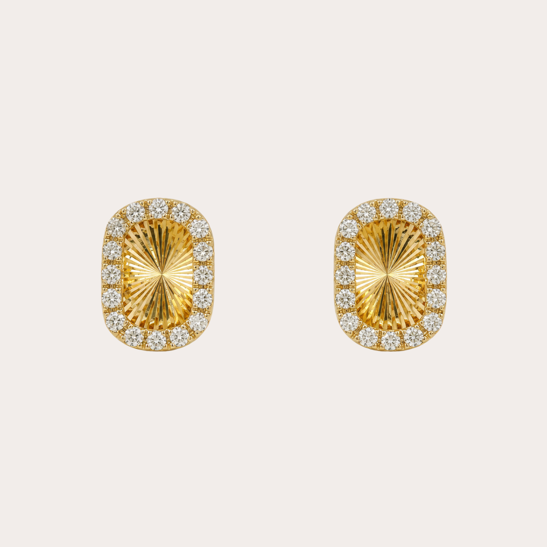 Sunburst Cushion Dancing Stud Earrings