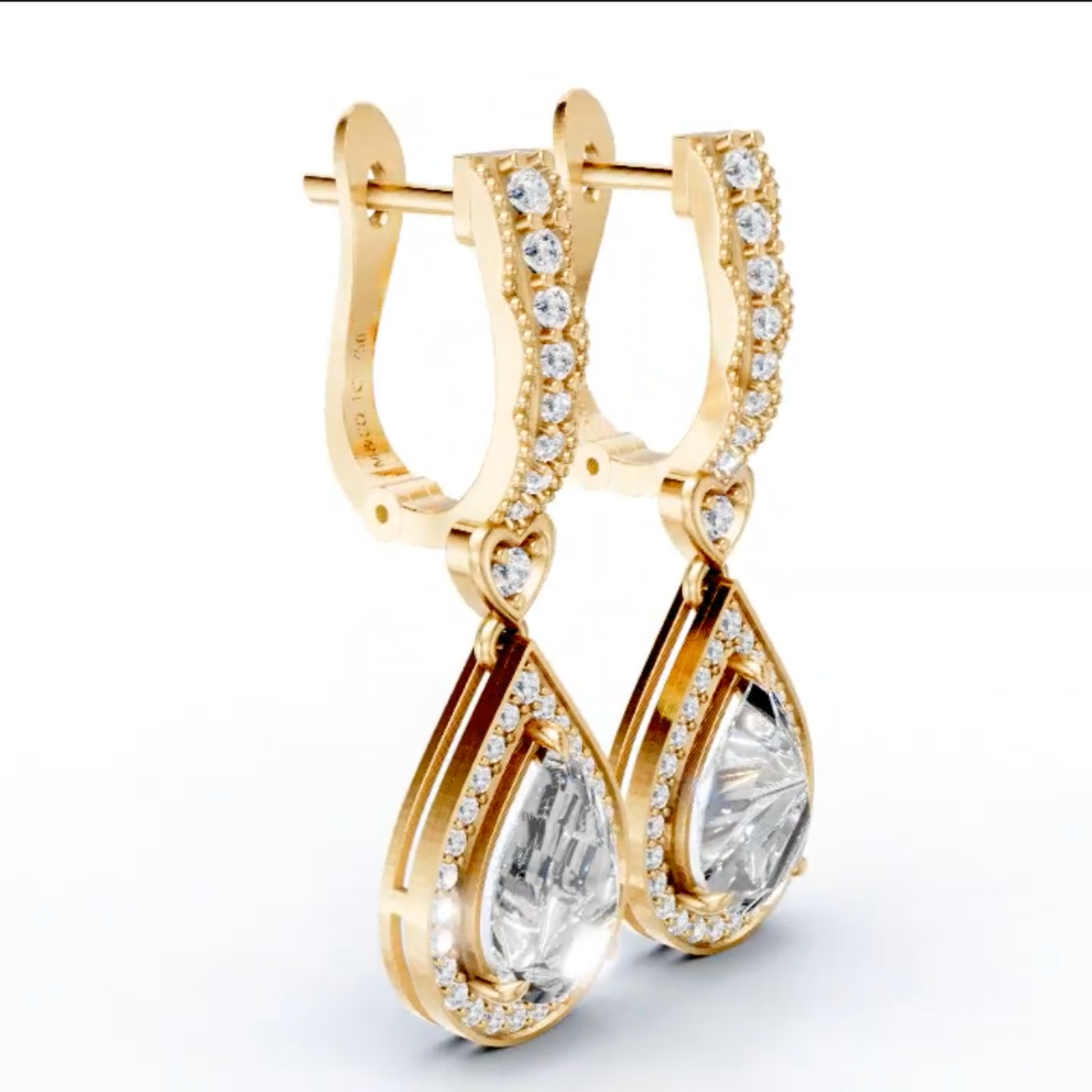 Amore Pear Halo Drop Earrings