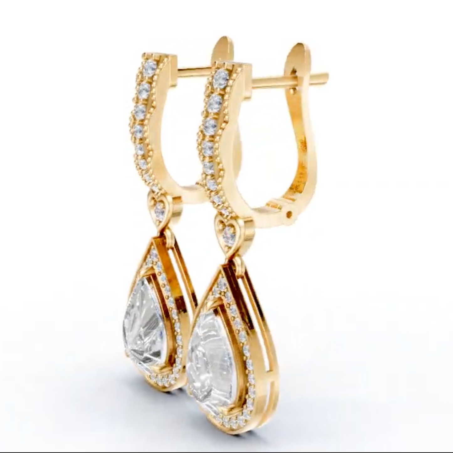 Amore Pear Halo Drop Earrings