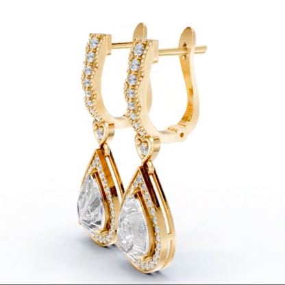 Amore Pear Halo Drop Earrings
