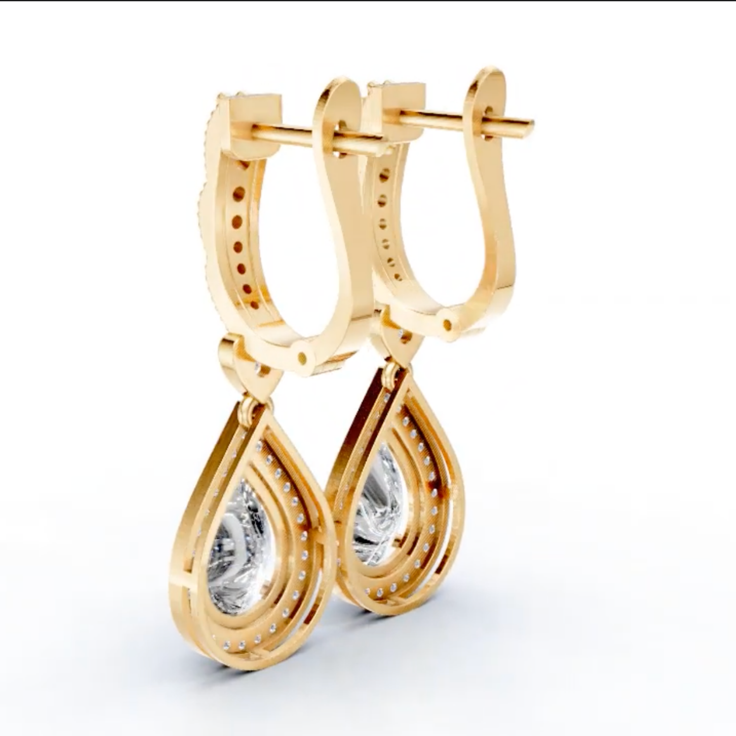 Amore Pear Halo Drop Earrings