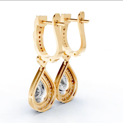 Amore Pear Halo Drop Earrings