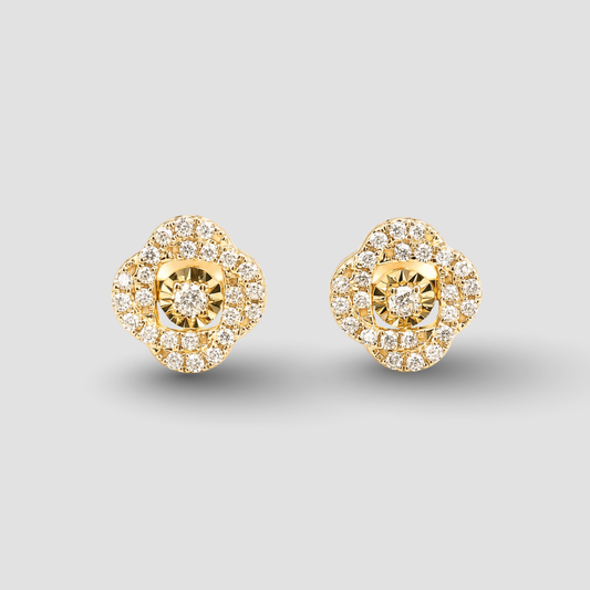 Aurora Cushion Dancing Stud Earrings - Gold