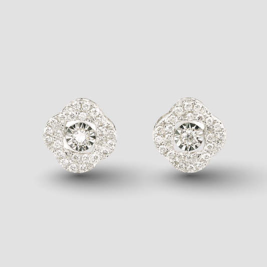 Aurora Cushion Dancing Stud Earrings - White
