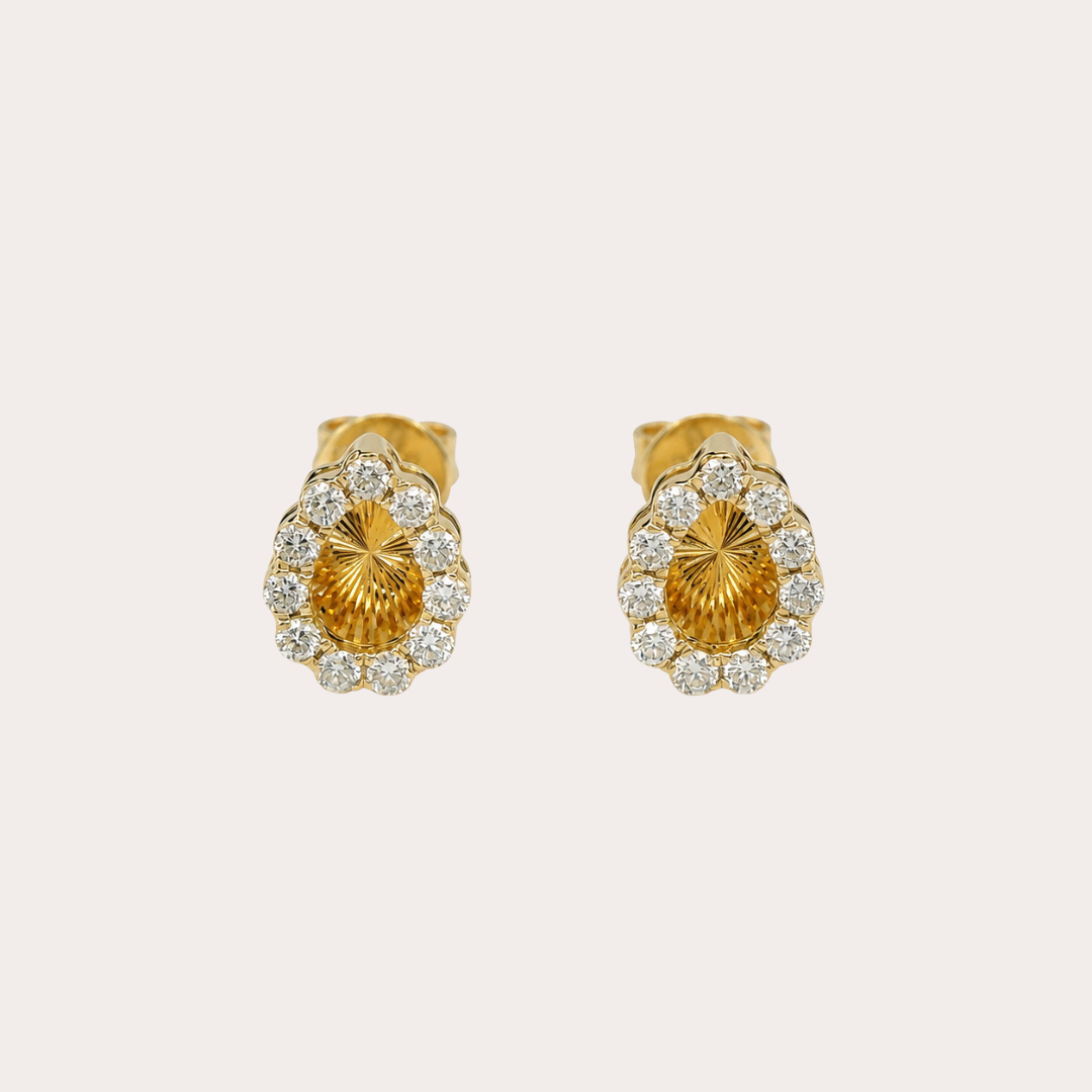 Golden Dewdrop Dancing Stud Earrings