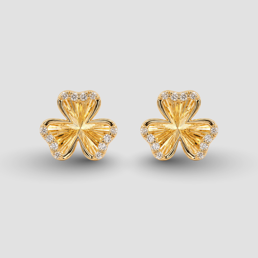 Golden Clover Dancing Stud Earrings
