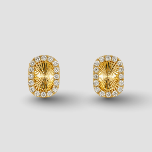 Sunburst Cushion Dancing Stud Earrings