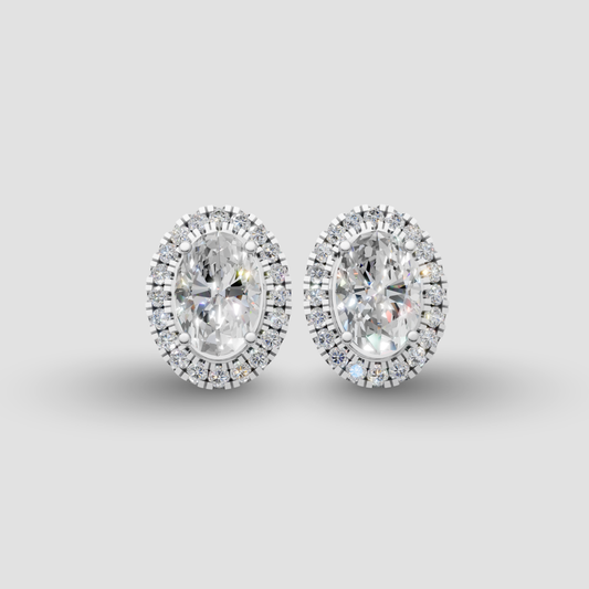 Oval Studs with Detachable Halo