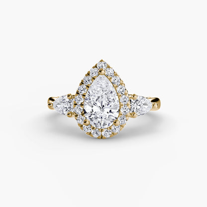 Three-Stone Ring with Halo