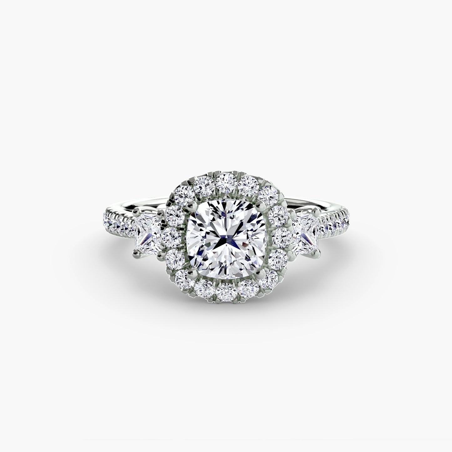 Three-Stone Ring with Halo 2