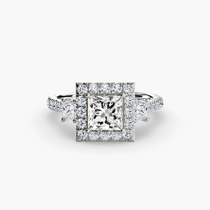 Three-Stone Ring with Halo 2