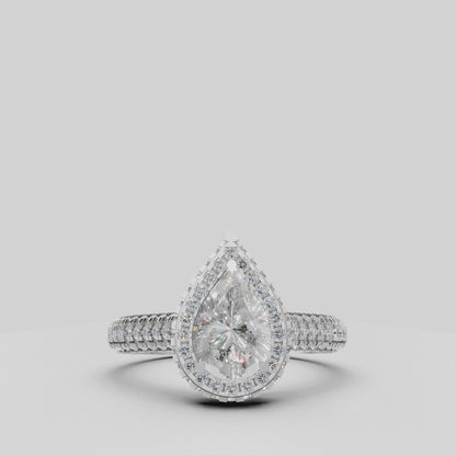 The Lumina Pear Halo Ring
