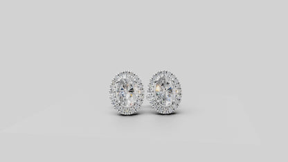 Oval Studs with Detachable Halo