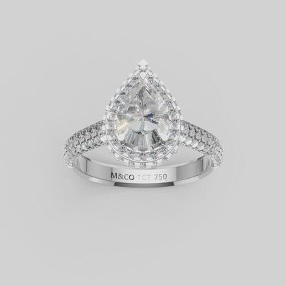 The Lumina Pear Halo Ring
