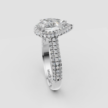 The Lumina Pear Halo Ring