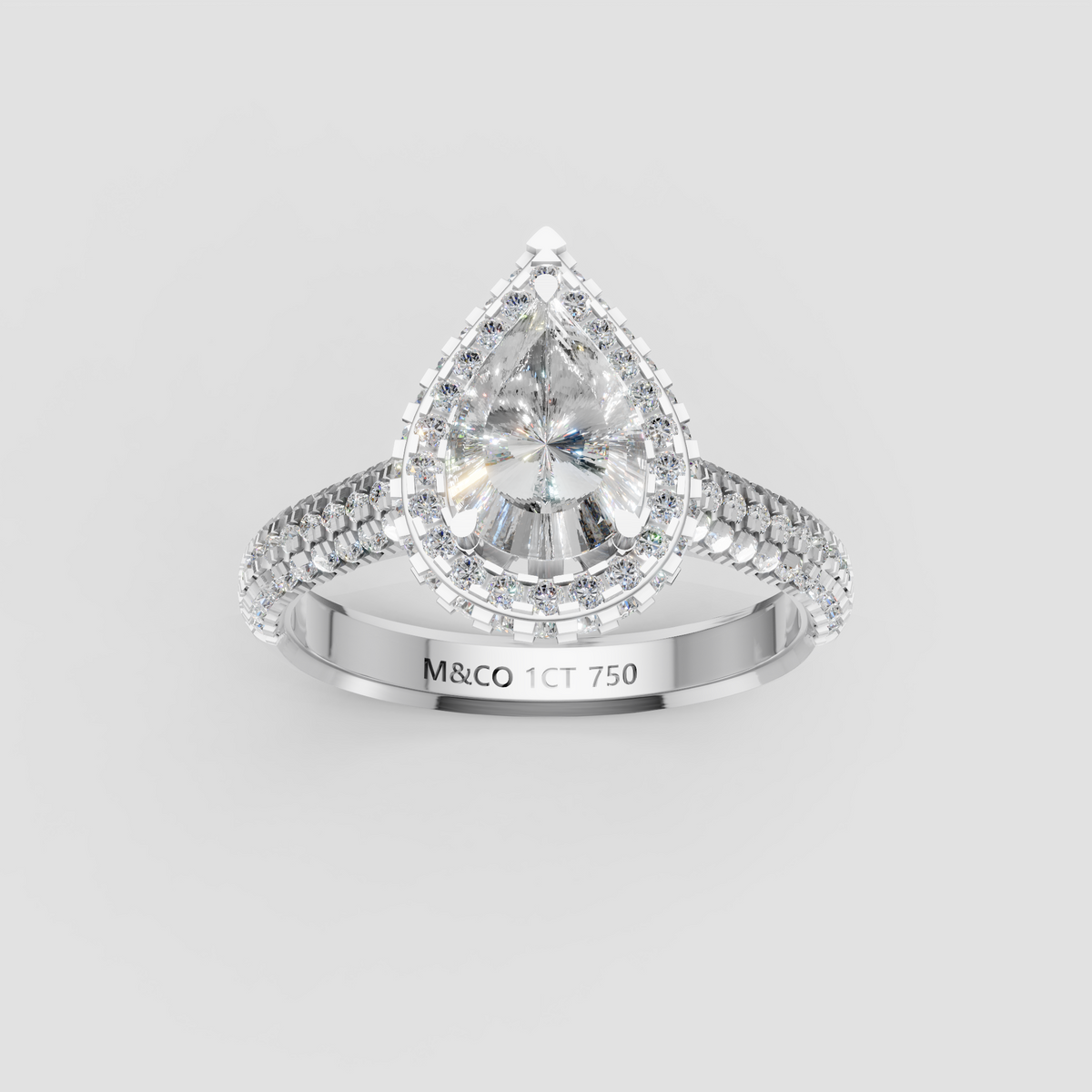 The Lumina Pear Halo Ring