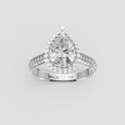 The Lumina Pear Halo Ring