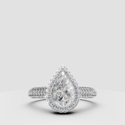 The Lumina Pear Halo Ring