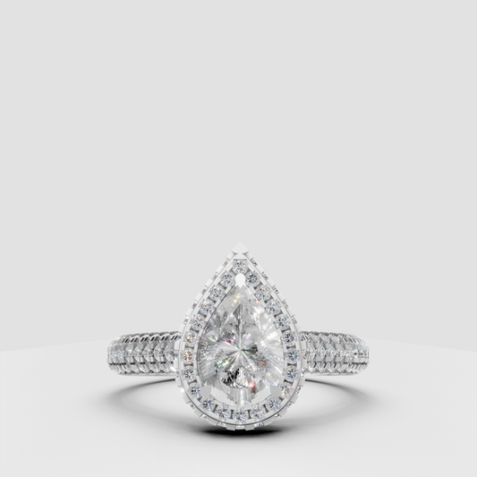 The Lumina Pear Halo Ring