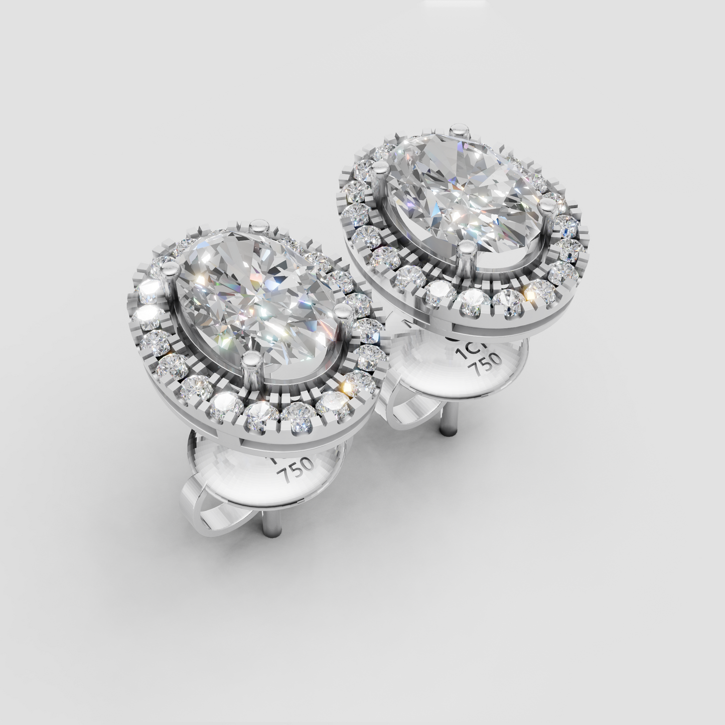 Oval Studs with Detachable Halo