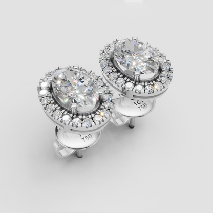 Oval Studs with Detachable Halo