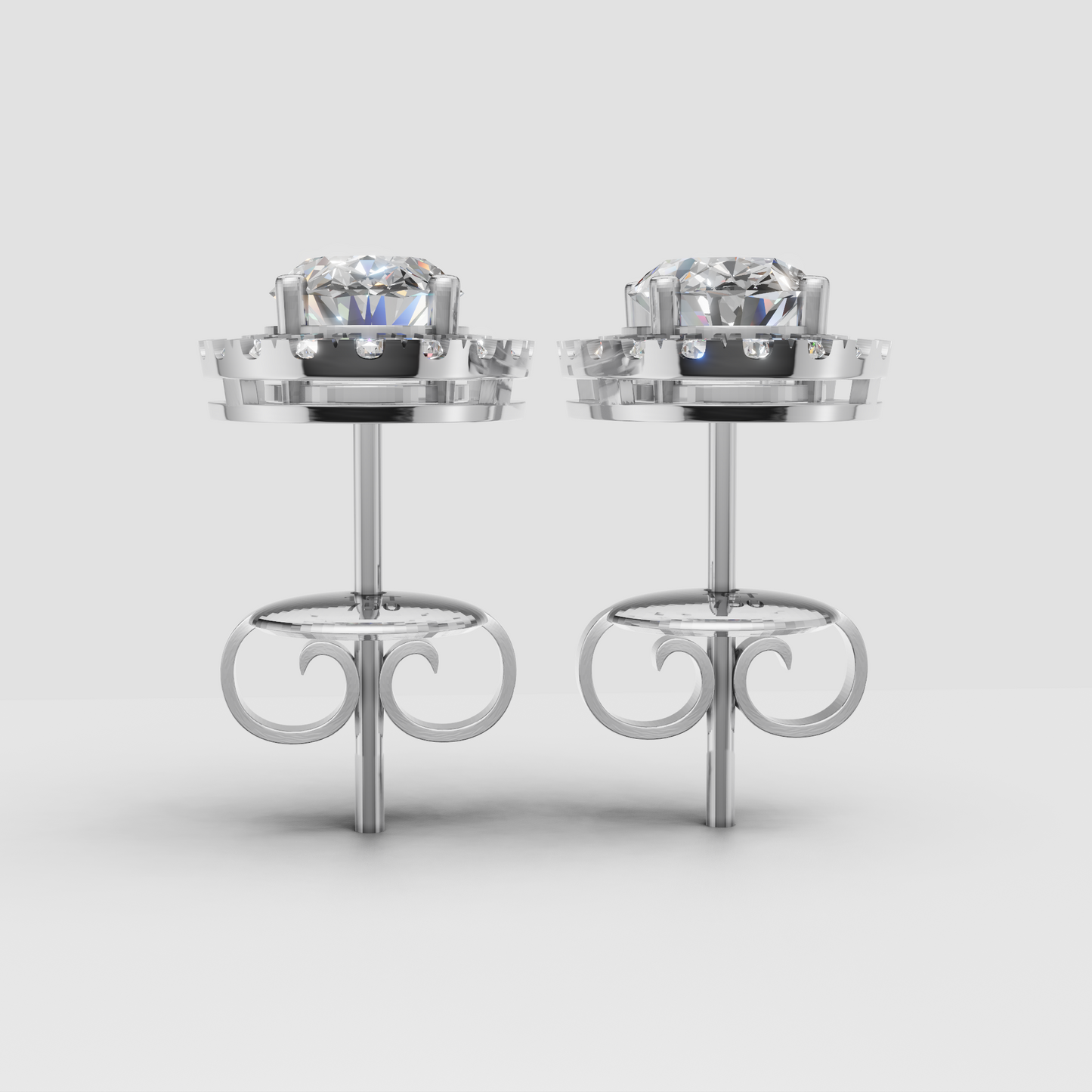 Oval Studs with Detachable Halo