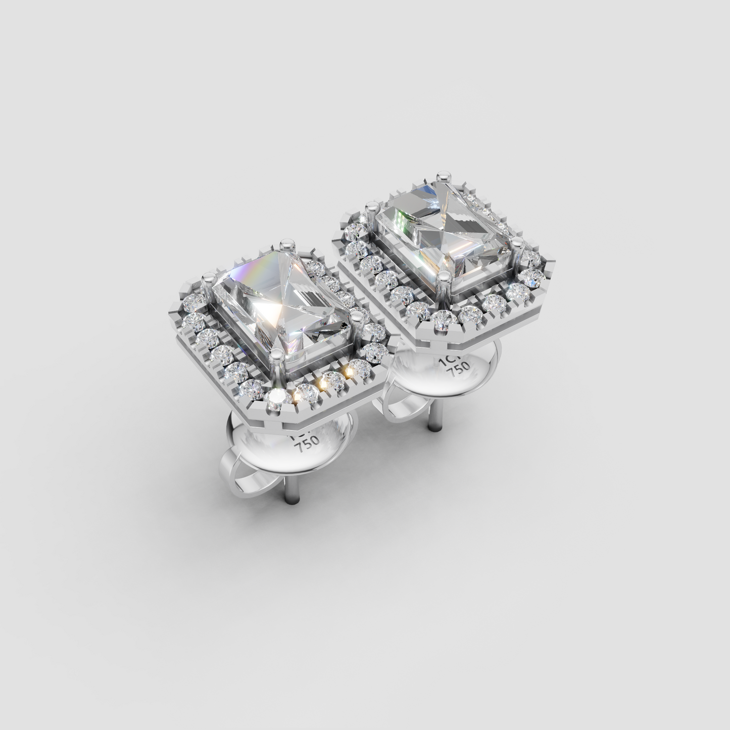 Emerald Studs with Detachable Halo