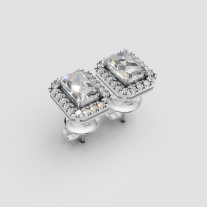 Emerald Studs with Detachable Halo