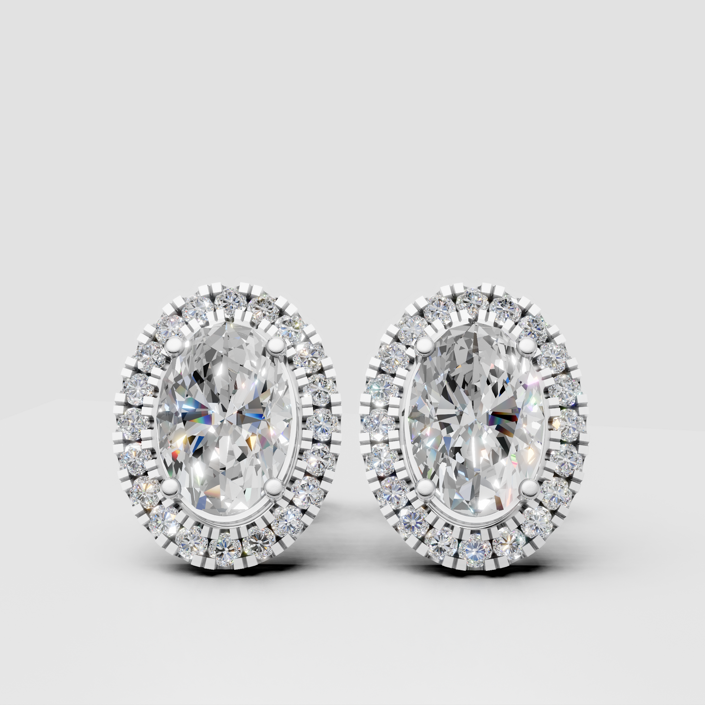 Oval Studs with Detachable Halo