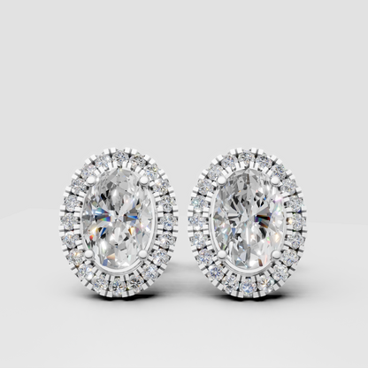 Oval Studs with Detachable Halo