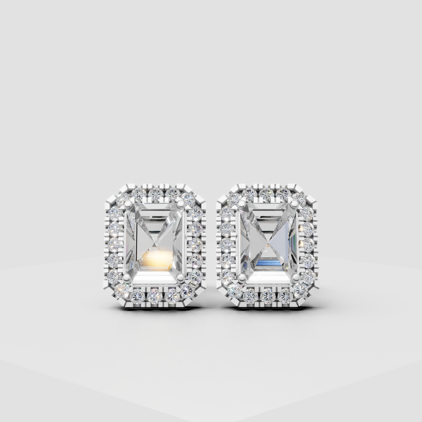Emerald Studs with Detachable Halo
