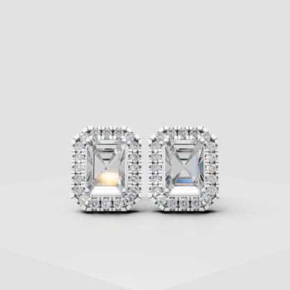 Emerald Studs with Detachable Halo